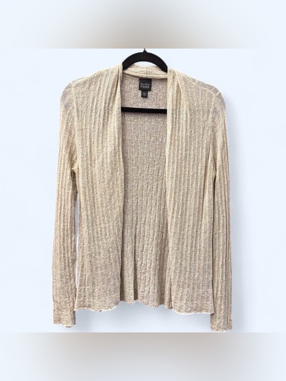 Eileen Fisher Beige Linen Blend
Open Knit Open Front Cardigan Sweater Sz S - Picture 2 of 5